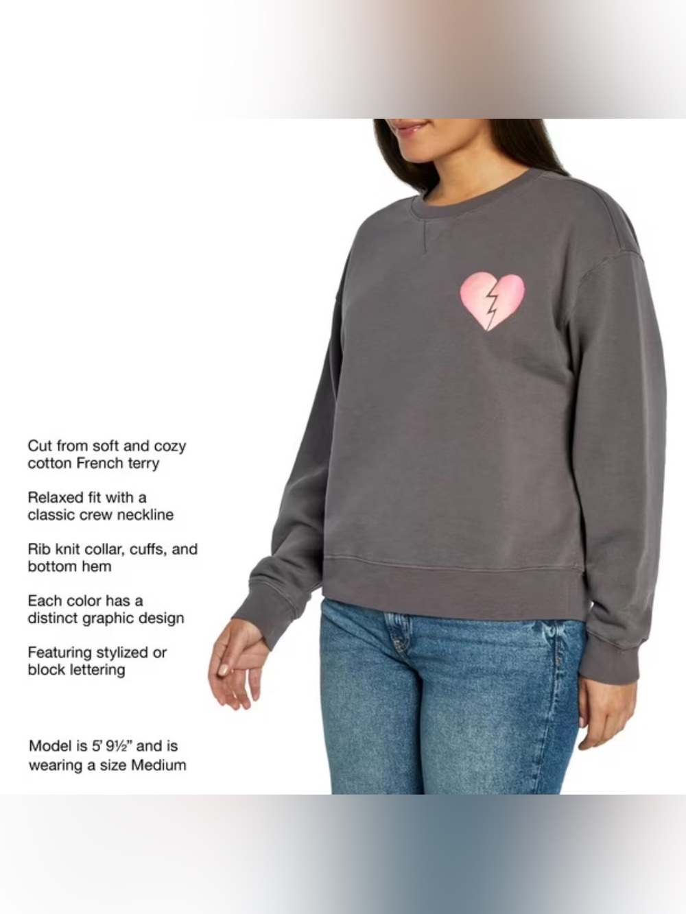 Wildfox Charcoal Sweatshirt with Pink "I Wish It Was Saturday" Back Graphic